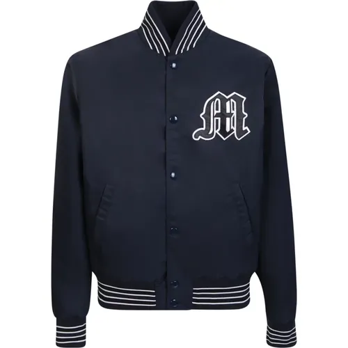 Blaue Logo Bomberjacke , Herren, Größe: S - MSGM - Modalova