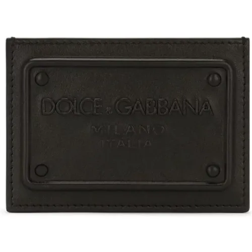 Leather Wallet with Logo , male, Sizes: ONE SIZE - Dolce & Gabbana - Modalova