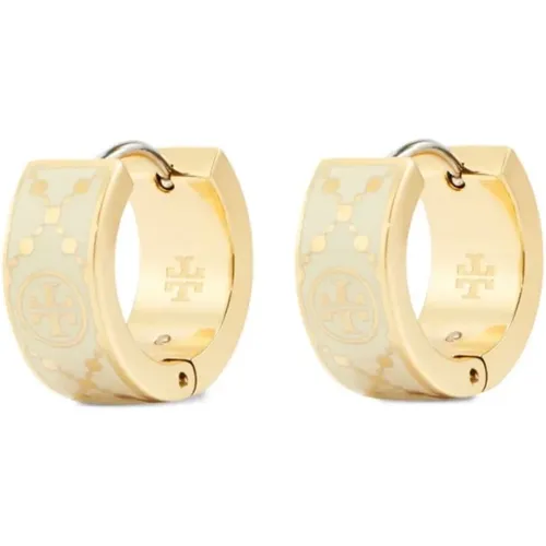 Enamel Small Hoop Earrings with Lever Fastening , female, Sizes: ONE SIZE - TORY BURCH - Modalova