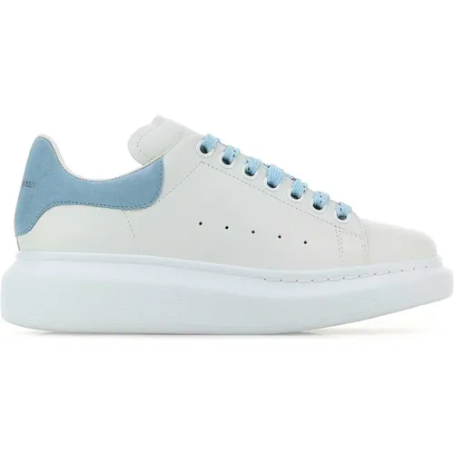 Leather Sneakers with Light Blue Suede , female, Sizes: 6 UK - alexander mcqueen - Modalova