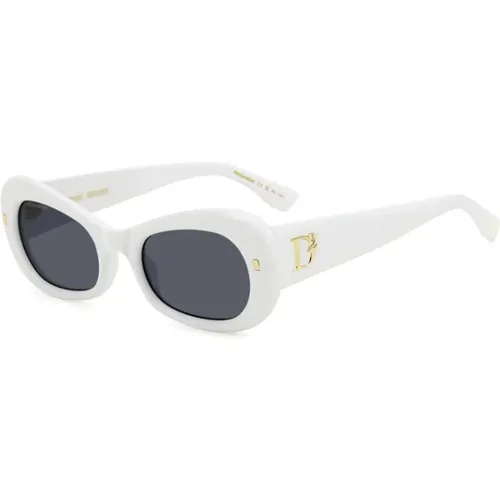 Weiße Rahmen Graue Linse Sonnenbrille , Damen, Größe: 52 MM - Dsquared2 - Modalova