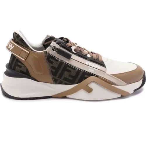 Weiß Ice Flow Leder Stoff Sneakers - Fendi - Modalova