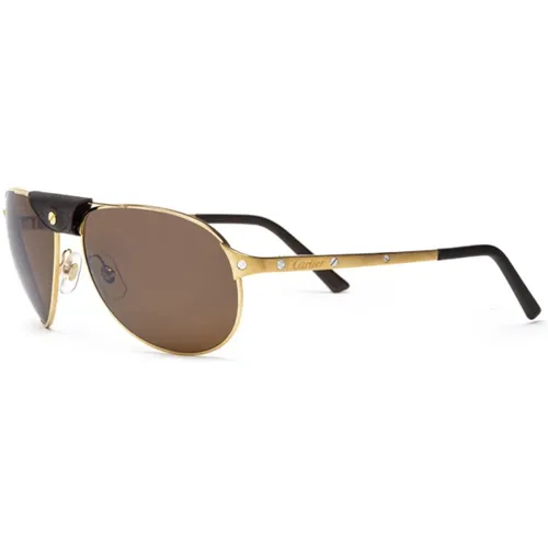 Sunglasses, male, , Size: ONE SIZE Champagne Gold Pilot Sunglasses - Cartier - Modalova