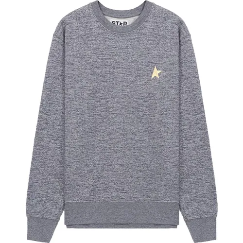 Grey Mélange Crew-Neck Sweatshirt with Gold Star , female, Sizes: S - Golden Goose - Modalova