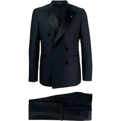 Double Breasted Suits, male, , Size: S Double-Breasted Smoking Jacket - Tagliatore - Modalova