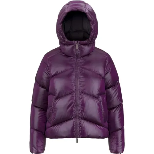 Lila Glänzende Daunenjacke , Damen, Größe: M - K-way - Modalova