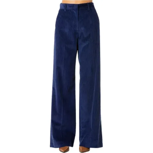 Samt-Ripp-Hose - Größe 42, Blau Topas , Damen, Größe: XS - Max Mara Weekend - Modalova