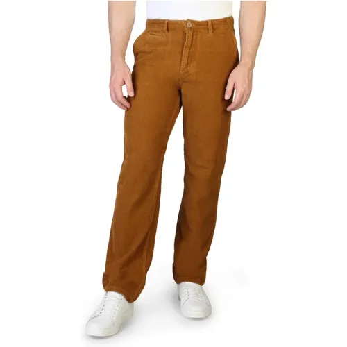 Striped Cotton Trousers with Button and Zip , male, Sizes: W33, W30, W36, W32, W34 - Napapijri - Modalova