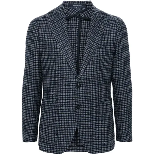 Blazers, male, , Size: XL Check Pattern Blazer with Brooch Detail - Tagliatore - Modalova