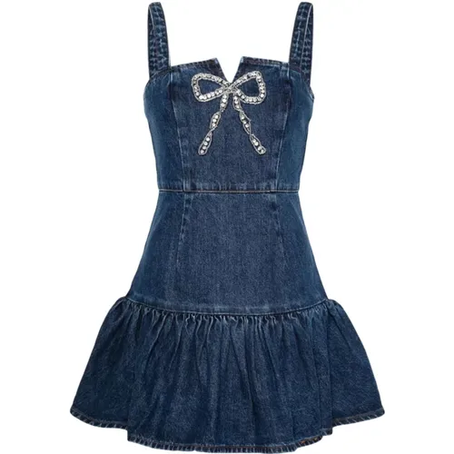 Denim Mini Dress with Cut-Out Detail , female, Sizes: 2XS - Self Portrait - Modalova