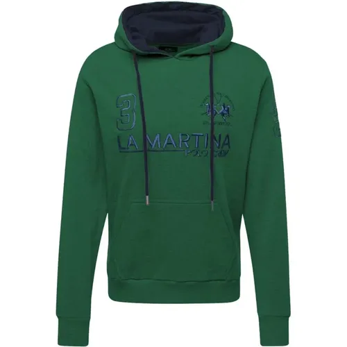 Hoodies, male, , Size: 3XL Cotton Hooded Sweatshirt with Front Pocket and Logo Embroidery - LA MARTINA - Modalova