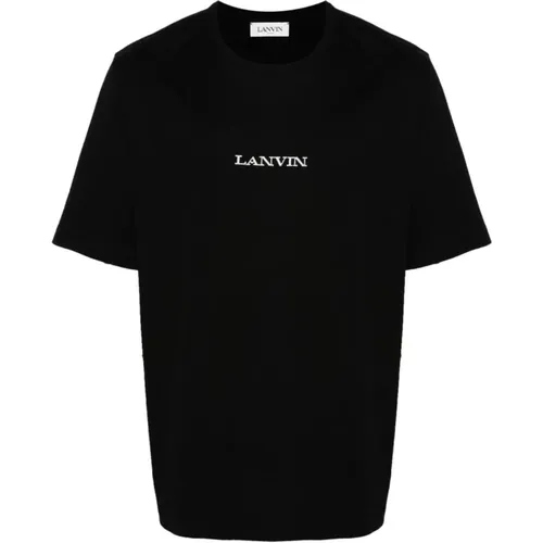 Schwarzes Baumwoll-Jersey T-Shirt mit gesticktem Logo , Herren, Größe: 2XL - Lanvin - Modalova