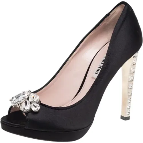 Pre-owned Satin heels , female, Sizes: 4 1/2 UK - Miu Miu Pre-owned - Modalova