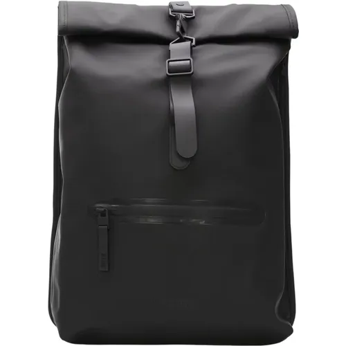 Schwarzer Rolltop Rucksack Rains - Rains - Modalova