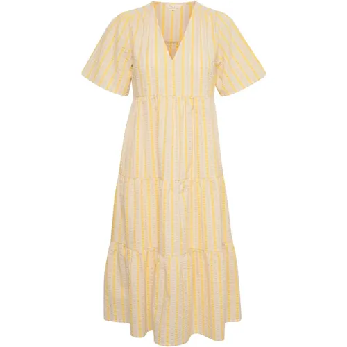 Zitronenstreifen Kleid , Damen, Größe: XS - Part Two - Modalova
