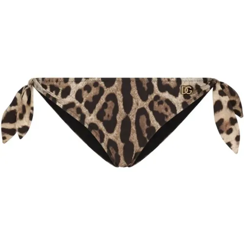 Bikinis, female, , Size: L Leopard-print tie bikini bottoms - Dolce & Gabbana - Modalova