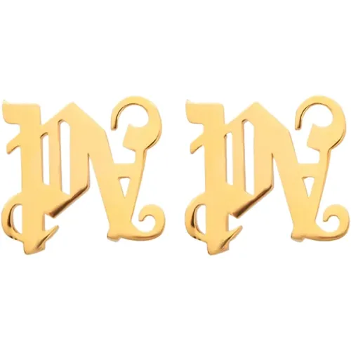 Goldene Messing Monogramm Ohrringe - Palm Angels - Modalova