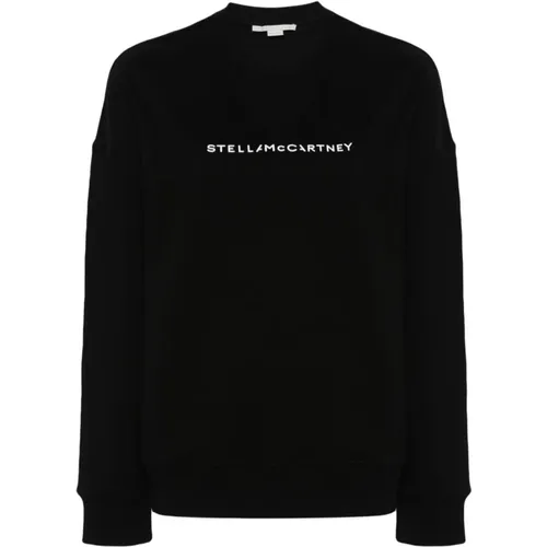 Schwarzer Logo Print Crew Neck Sweater , Damen, Größe: S - Stella Mccartney - Modalova