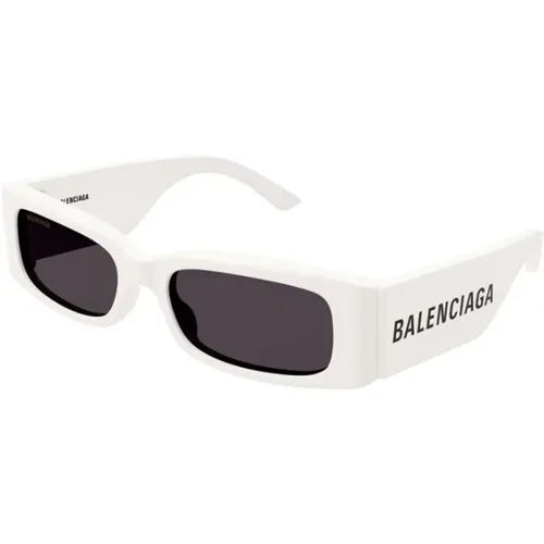 Weiße Rahmen Graue Linse Sonnenbrille , Damen, Größe: 56 MM - Balenciaga - Modalova