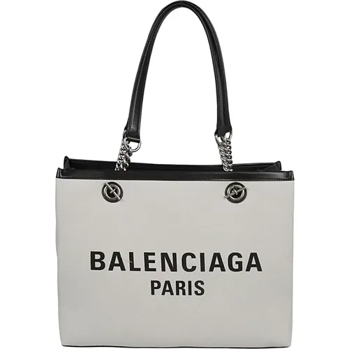 Tote Bags, female, , Size: ONE SIZE Shopping Tote with Ancient Silver Finishes - Balenciaga - Modalova