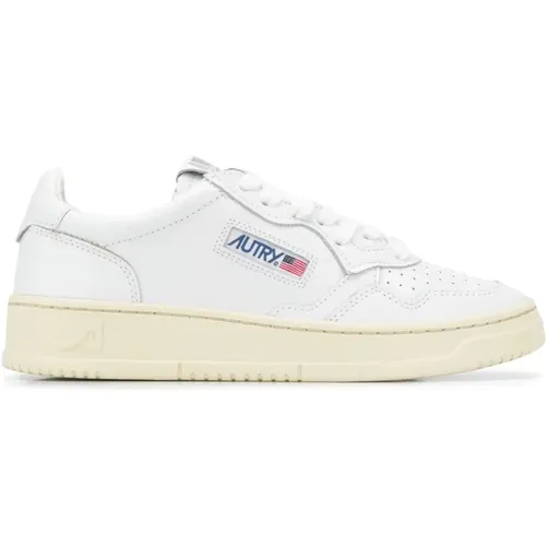 Weiße Leder Low Top Sneakers,Leder Sneaker mit Logo Patch - Autry - Modalova