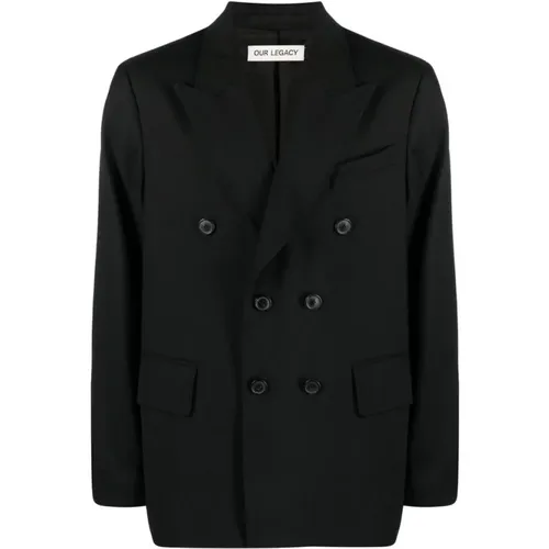 Blazers, male, , Size: L Wool Double-Breasted Blazer - Our Legacy - Modalova