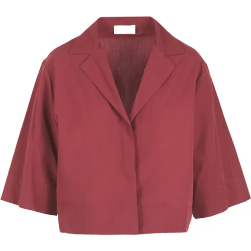 Crop Poplin Shirt with Button Front , female, Sizes: S, XS - Ottod'Ame - Modalova