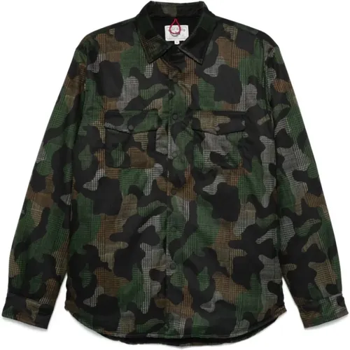 Casual Shirts, male, , Size: L Camouflage Flannel Shirt with Press-Stud Fastening - MC2 Saint Barth - Modalova