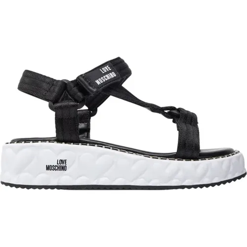 Flache Sandalen , Damen, Größe: 36 EU - Love Moschino - Modalova