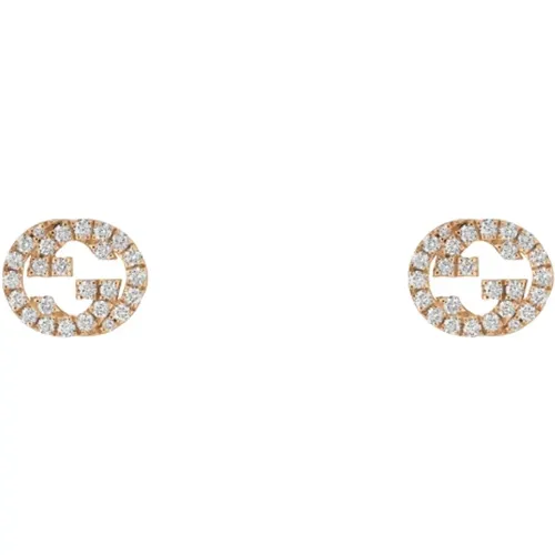 Earrings, female, , Size: ONE SIZE Ybd729408001 - 18kt pink gold and diamond earrings - Gucci - Modalova