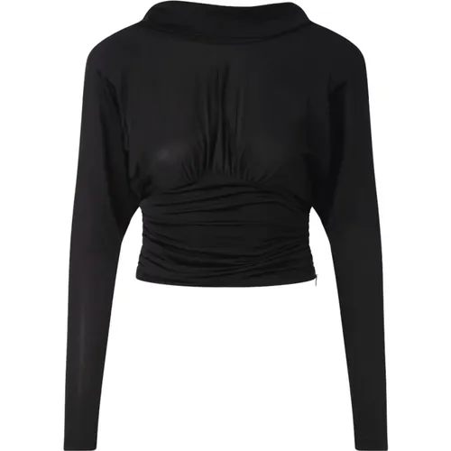Draped Collar Cropped Top , female, Sizes: M - Saint Laurent - Modalova