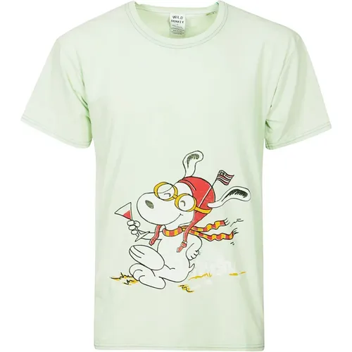 Light Cotton T-Shirt with Front Print , male, Sizes: S, M, XL, L - Wild Donkey - Modalova