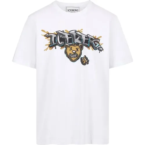 T-Shirt mit Cartoon-Grafik und Logo , Herren, Größe: M - Iceberg - Modalova