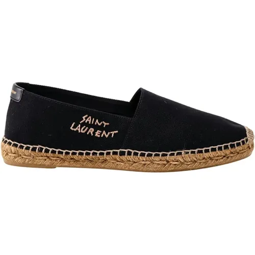 Espadrilles, male, , Size: 7 1/2 US Leather Espadrilles with Logo Print - Saint Laurent - Modalova