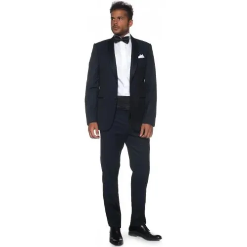 Single Breasted Suits, male, , Size: M Elegant Tuxedo with Round Satin Lapel - Emporio Armani - Modalova