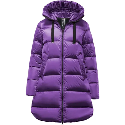 Down Coats, female, , Size: XS Bright Nylon Down Jacket with Hood - BomBoogie - Modalova