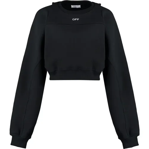 Sweatshirts, female, , Size: S Logo Detail Cotton Sweatshirt - Off White - Modalova