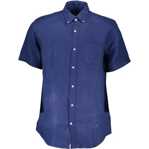 Blaues Leinenhemd, Regular Fit , Herren, Größe: M - Gant - Modalova