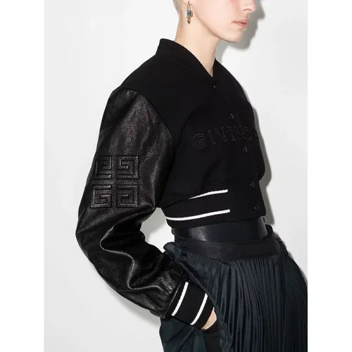 Schwarze Kurze Bomberjacke aus Wolle - Givenchy - Modalova