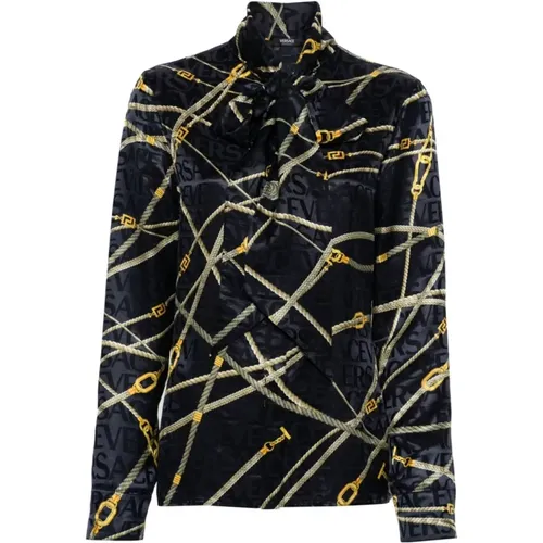 Gold Ropes Print Shirt , female, Sizes: XS - Versace - Modalova