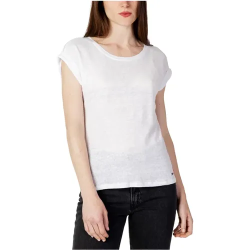Weißes Leinen T-Shirt mit Kurzen Ärmeln - Pepe Jeans - Modalova
