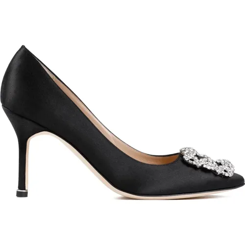 Schwarze Kristall Schnalle Pumps - Manolo Blahnik - Modalova