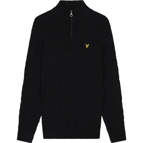 Turtlenecks, male, , Size: L Cable Knit Quarter Zip Sweater - Lyle & Scott - Modalova