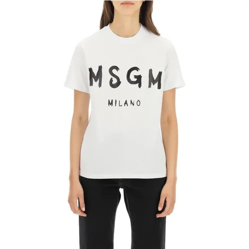 T-Shirt mit Graffiti-Logo Msgm - Msgm - Modalova