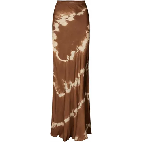 Tie-Dye Maxi Rock Lucilla Cacao , Damen, Größe: XS - Rabens Saloner - Modalova