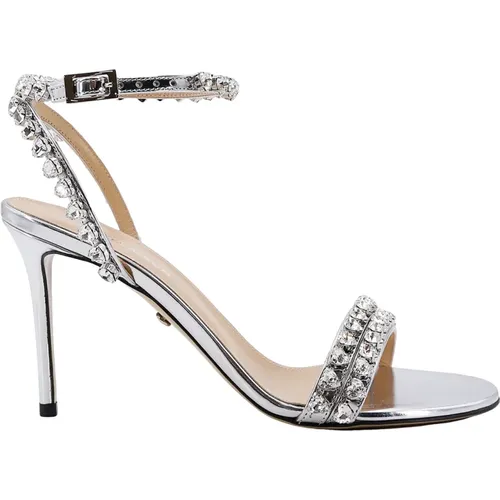 Silberne Stiletto-Sandalen mit Strass , Damen, Größe: 39 1/2 EU - Mach & Mach - Modalova