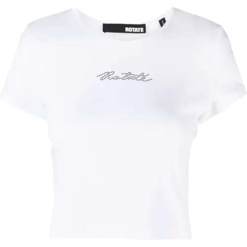 Weiße T-Shirt mit Str-Logo , Damen, Größe: M - Rotate Birger Christensen - Modalova