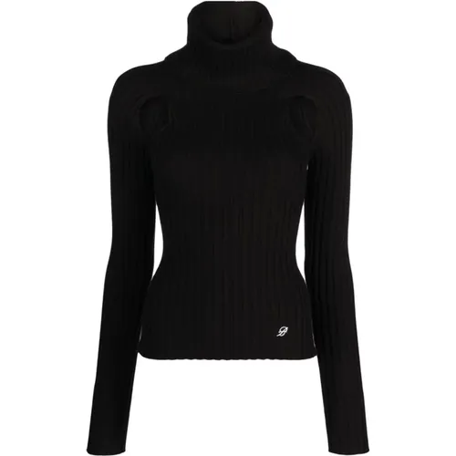 Schwarze Pullover mit hohem Kragen, langen Ärmeln - Blumarine - Modalova