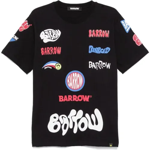 All-over Print Crew Neck T-shirt - BARROW - Modalova