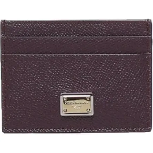 Textured Leather Card Holder , female, Sizes: ONE SIZE - Dolce & Gabbana - Modalova